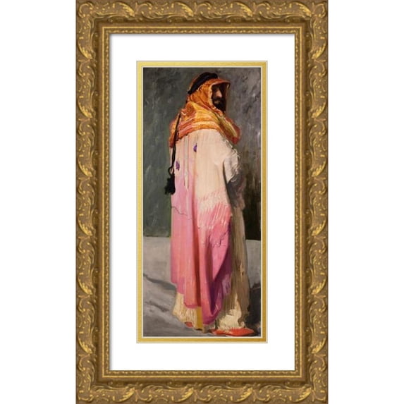 Leon Wyczółkowski 13x24 Gold Ornate Framed and Double Matted Museum Art Print Titled - Portrait of Feliks Jasieński Dressed as a Bedouin (1906-1910)