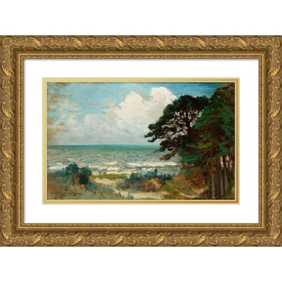 Leon Wyczółkowski 14x11 Gold Ornate Wood Frame and Double Matted Museum Art Print Titled - Sea at Emergency V (1908)