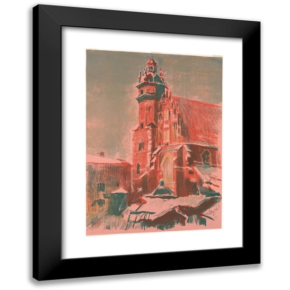 Leon Wyczółkowski 14x18 Black Modern Framed Museum Art Print Titled - Corpus Christi Church in Krakow (1903)