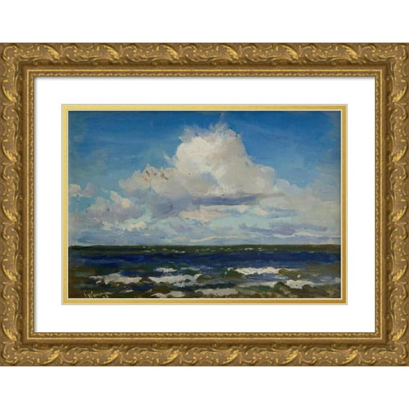 Leon Wyczółkowski 18x13 Gold Ornate Wood Frame and Double Matted Museum Art Print Titled - Sea at Astyga (1908)