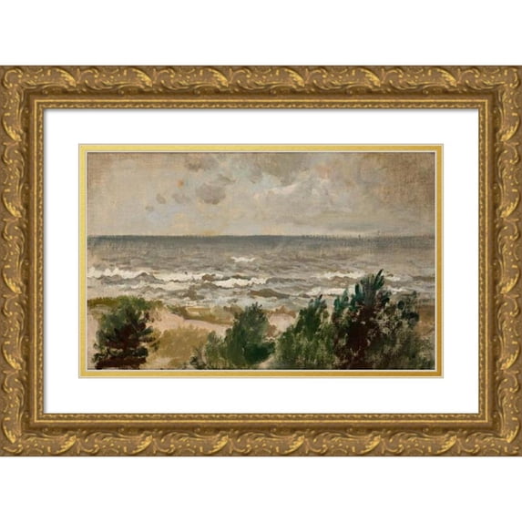 Leon Wyczółkowski 18x13 Gold Ornate Wood Frame and Double Matted Museum Art Print Titled - Windy Day (1908)