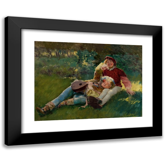 Leon Wyczółkowski 24x19 Black Modern Framed Museum Art Print Titled - Merry Children (circa 1891)