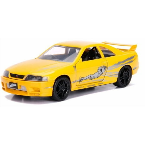 Leon\'s Nissan Skyline GT-R (BCNR33) Yellow Metallic with Graphics \Fast & Furious\ Series 1/32 Diecast Model Car by Jada"""