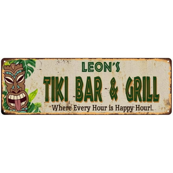 Leon's TIKI BAR & GRILL Gift Metal Sign 6x18 Decor 206180040301