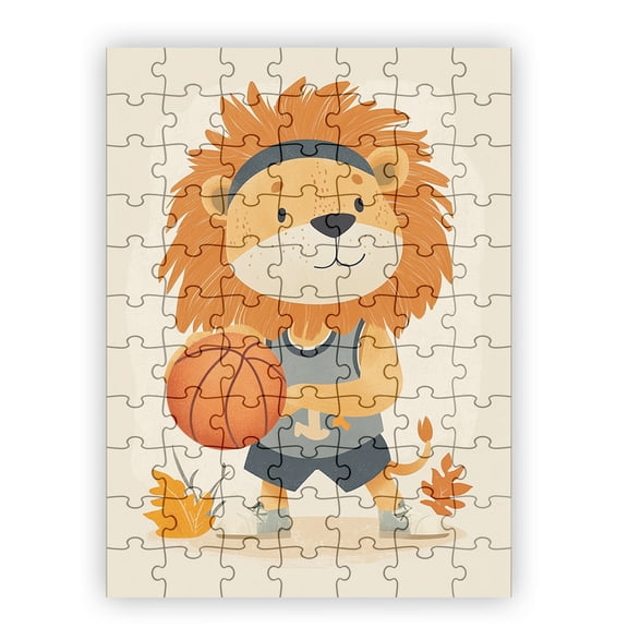 Leon the Slam Dunk Lion Jigsaw Puzzle by Dancing Littles Jungle - 88 Pieces
