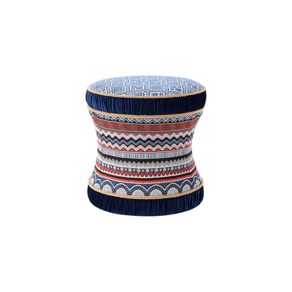 Leona Decorative Ottoman Blue Multicolored