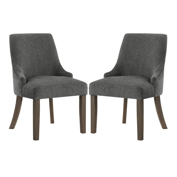 Leona Dining Chair In Charcoal Fabric with Grey Brushed Leg Finish - 2-Pack