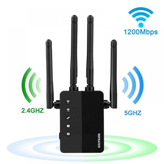Leonard 1200 WiFi Extender, Up to 2500FT, 5 Devices, 1200Mbps, 2.4Ghz & 5.8Ghz, Dual Band WiFi Booster, WiFi Repeater, WiFi Signal Booster to Extend Range of WiFi Internet