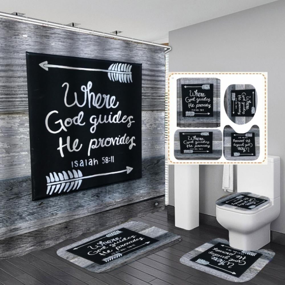Leonard 4pcs Shower Curtain Sets Bathroom Set Shower Curtain Sets with Rugs Bathroom Sets Shower Curtain Set Bathroom Shower Curtain Sets with Rugs Bathroom Curtains Shower Set Shower Accessories