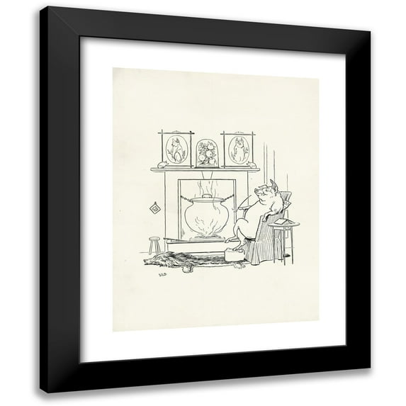 Leonard Leslie Brooke 19x24 Black Modern Framed Museum Art Print Titled - The Story of the Three Little Pigs Pl 9 (1904)