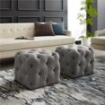 thumbnail image 1 of Leonard Linen Ottoman, Light Grey, 1 of 7