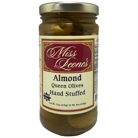 Leonard Mountain Miss Leone Almond Stuffed Queen Olives 12 oz, 3 Count - Allergen: Almonds