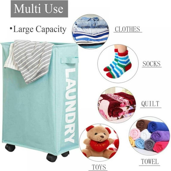 Leonard Rolling Laundry Basket/Laundry Bin/Camper Accessories for Travel Trailers/Laundry Basket/Rv Storage/Restroom Decor/Can Be Folded Aluminum Frame Laundry Basket with Brake Function Universal