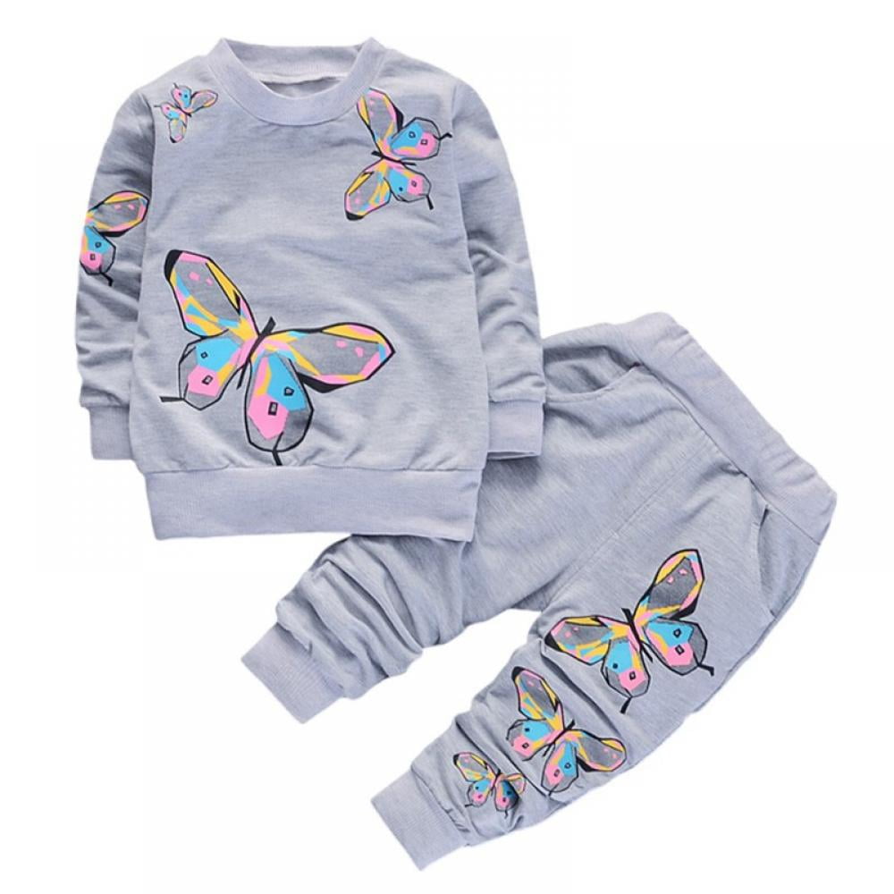 FYBITBO Toddler Baby Girl Ripped Jeans Outfit,Ruffle Crop Tops Shirt&Denim Pants,Infant Girl Fashion 2Pcs Clothes Set (3-4T,A-Black