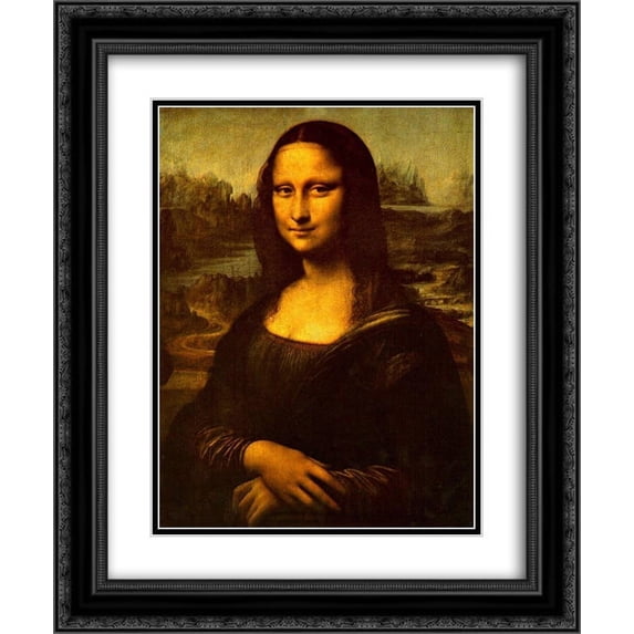 Leonardo Da Vinci 2x Matted 20x24 Black Ornate Framed Art Print 'Mona Lisa'