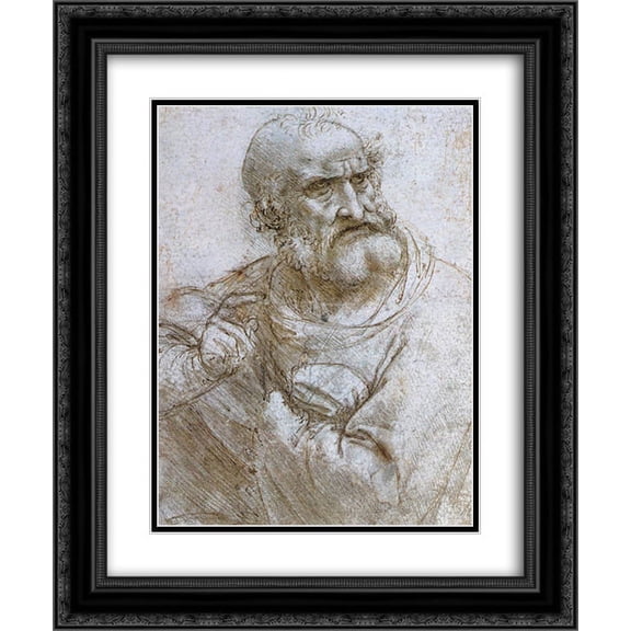 Leonardo Da Vinci 2x Matted 20x24 Black Ornate Framed Art Print 'Study for the Last Supper'