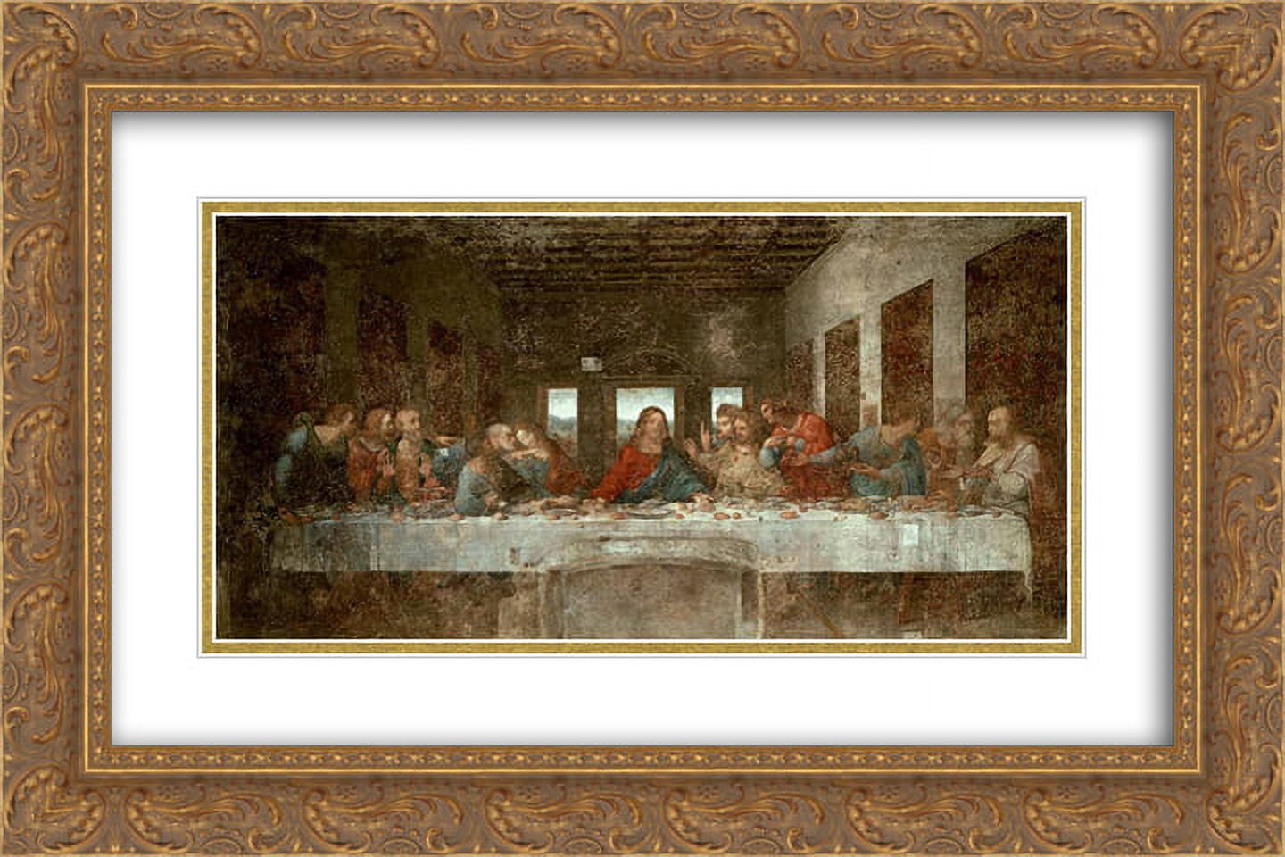 Leonardo Da Vinci 2x Matted 24x16 Gold Ornate Framed Art Print 'The ...