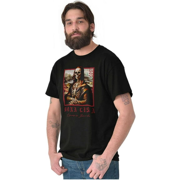 Leonardo Da Vinci Mona Lisa Skeleton Men's Graphic T Shirt Tees Brisco Brands X