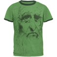 thumbnail image 1 of Leonardo Da Vinci Portrait Mens Ringer T Shirt Heather Green-Forest LG, 1 of 1