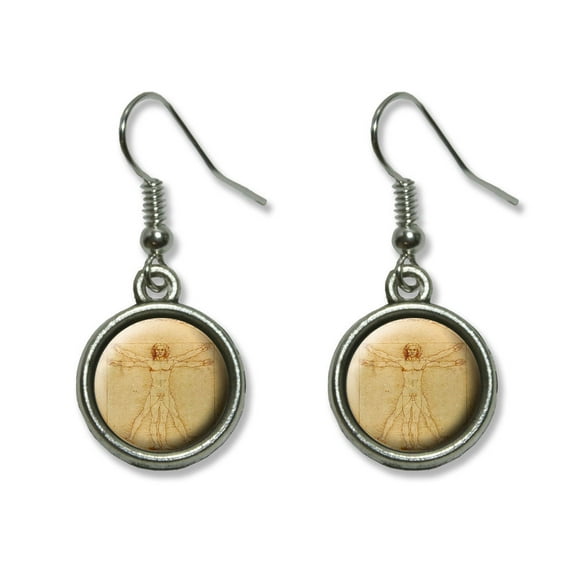 Leonardo Da Vinci The Vitruvian Man Dangling Drop Earrings