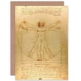 thumbnail image 1 of Leonardo Da Vinci Vitruvian Man Greetings Card Plus Envelope Blank inside, 1 of 3