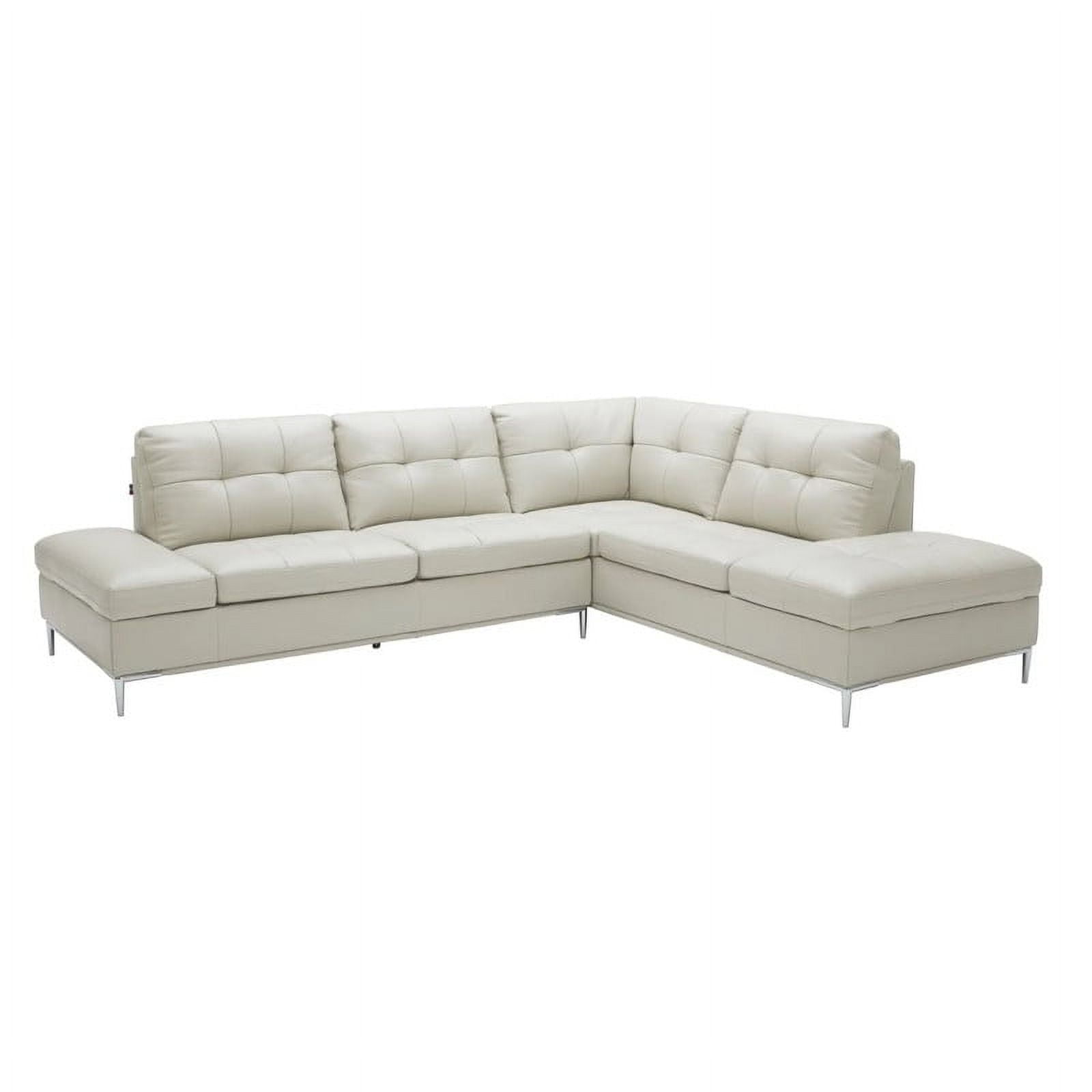Leonardo Italian Leather Sectional Sofa in Light Gray, Left Hand Facing
