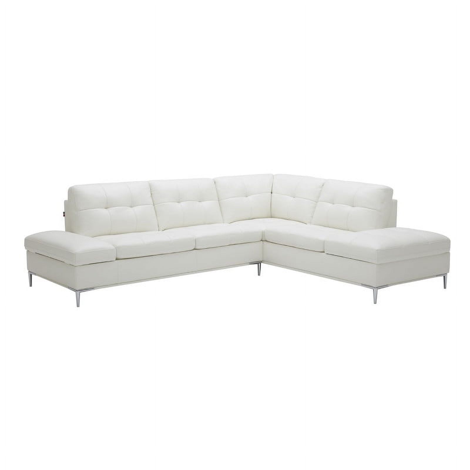 Leonardo Italian Leather Sectional Sofa in White, Left Hand Facing