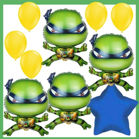 Leonardo Ninja Turtle Balloon Bouquet - Hero in a Half Shell Party! (10 Balloons)