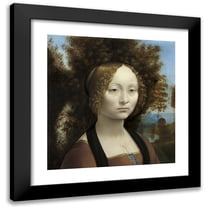 Leonardo da Vinci 12x13 Black Modern Framed Museum Art Print Titled - Geneva De ’Benci (Obverse) (C. 1474-1478)