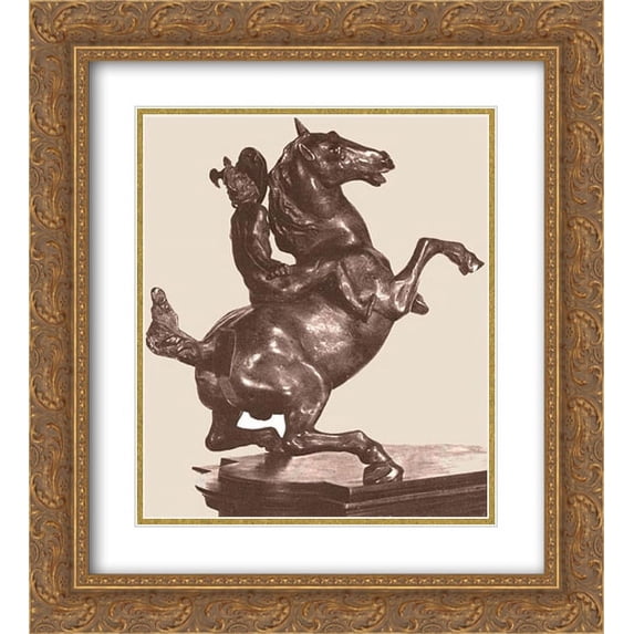 Leonardo da Vinci 2x Matted 20x22 Gold Ornate Framed Art Print 'Equestrian Statue'