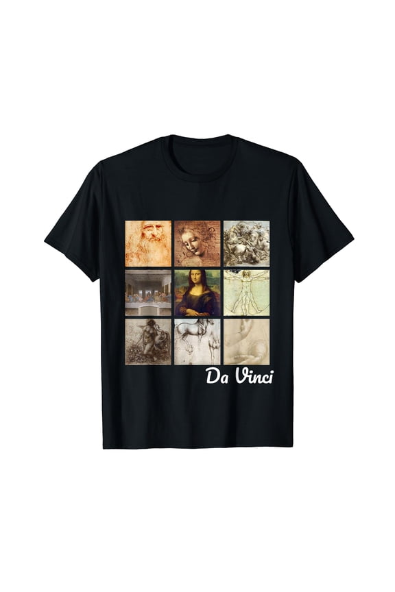 Leonardo da Vinci Art - Mona Lisa, Vitruvian Man, Portrait T-Shirt