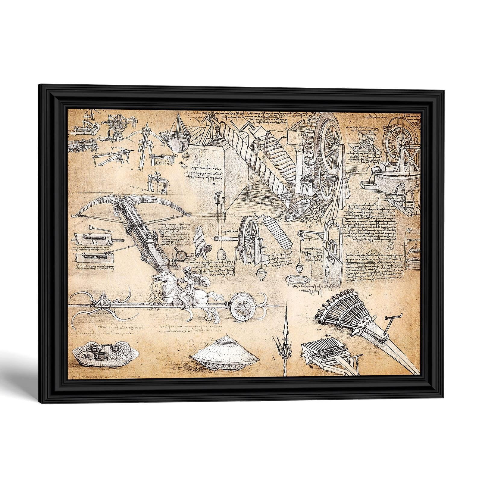 Sticky Invention Leonardo da Vinci Inventions Framed Print, Flying Machine Sketch Wall ...