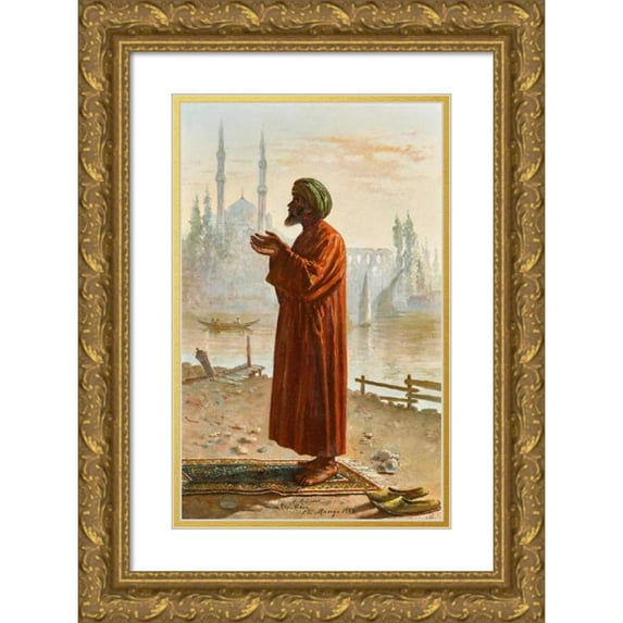 Leonardo de Mango 11x14 Gold Ornate Wood Frame and Double Matted Museum Art Print Titled - The Prayer (1885)