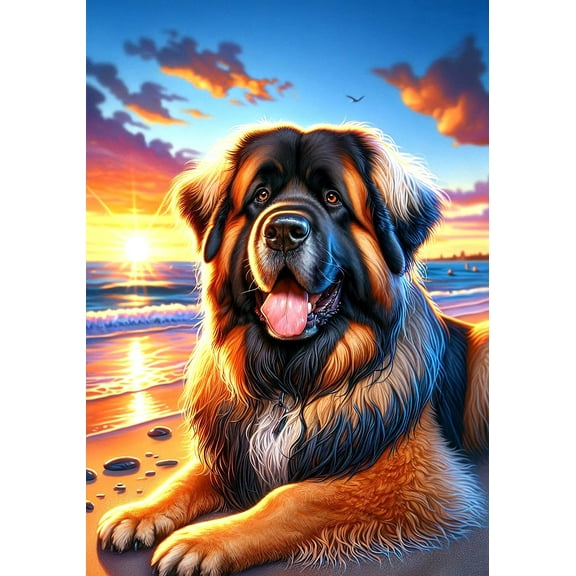 Leonberger - Best of Breed DCR Summer Sunset Outdoor Garden Flag 12" x 17"