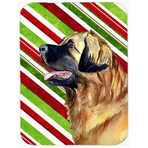 Leonberger Candy Cane Holiday Christmas Glass Cutting Board - Large