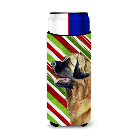 Leonberger Candy Cane Holiday Christmas Ultra Hugger for slim cans
