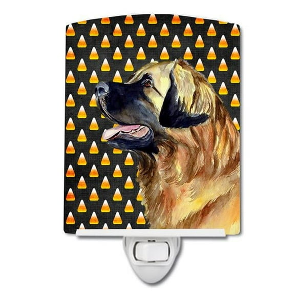 Leonberger Candy Corn Halloween Portrait Ceramic Night Light