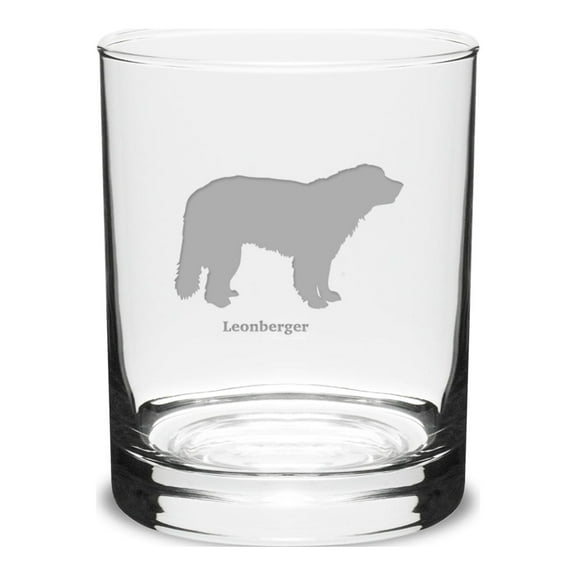 Leonberger Deep Etched 14 oz Classic Double Old Fashion Glass