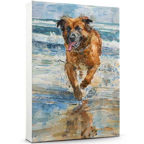 Leonberger Dog Canvas Wall Art Puppy Print Pet Paintings Artwork, Leonberger Dog Painting Poster Home Decoration Kids Bedroom Decor Framed