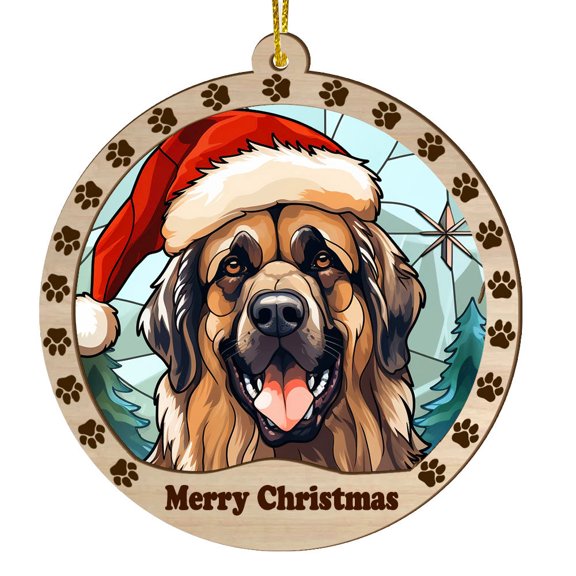 Leonberger Dog window suncatcher, hanging home accent, Christmas gift for pet owners