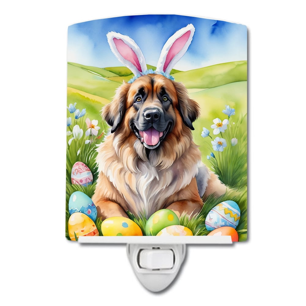 Leonberger Easter Egg Hunt Ceramic Night Light 4 in x 6 in