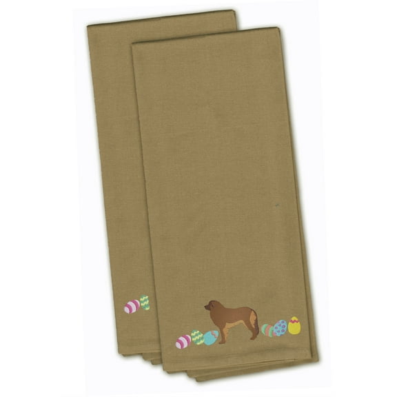 Leonberger Easter Tan Embroidered Towel Set of 2