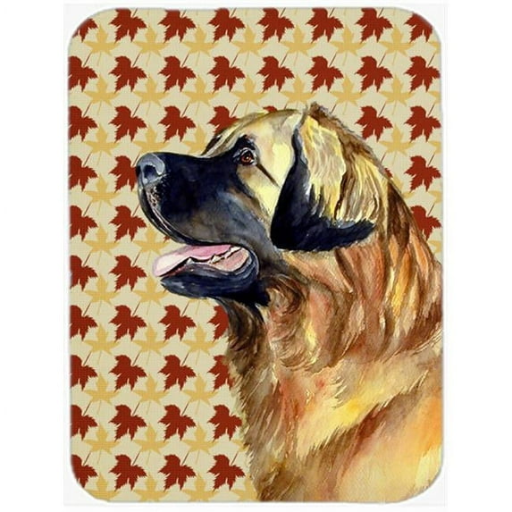 Leonberger Fall Leaves Portrait Glass Cutting Board - Large