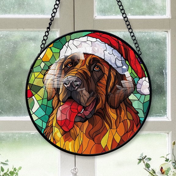 Leonberger Ornament Christmas 2025 Pet Dog Leonberger Dog Stained Glass SunCatcher for Window Christmas, Dog Suncatcher, Pet Lovers Gifts, Holiday Decor and Xmas Gifts Ideas