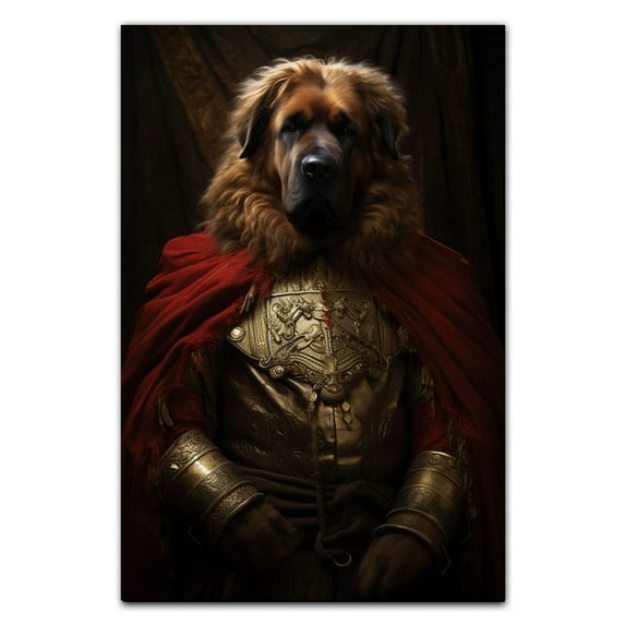 Leonberger Pets Portrait Painting of Dog Renaissance Style on Canvas Royal Pet Portrait from Photo, Wall Art Print for Home Decor, Modern Wall Decoration