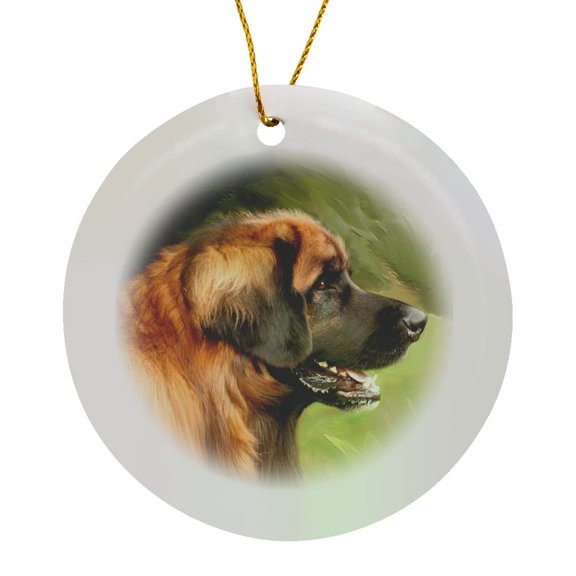 3drose, Leonberger Portrait, Circle Porcelain Ornament