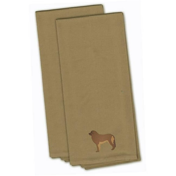 Leonberger Tan Embroidered Kitchen Towel - Set of 2