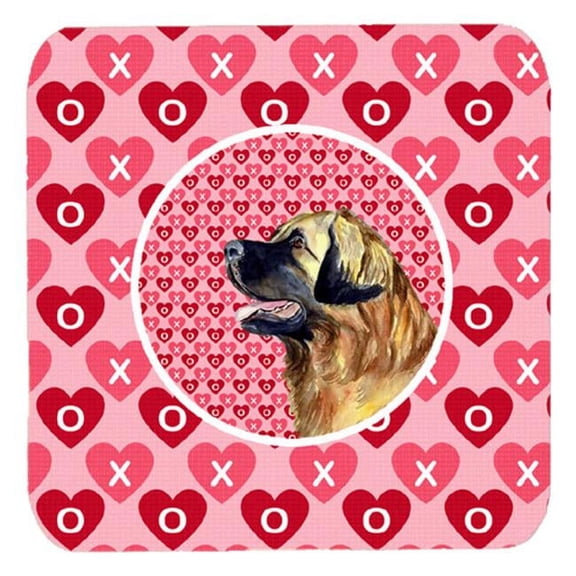 Leonberger Valentines Love and Hearts Foam Coasters, Set - 4