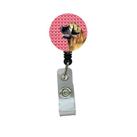 Leonberger Valentines Love and Hearts Retractable Badge Reel or ID Holder with Clip