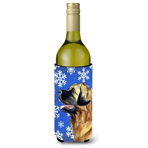 Leonberger Winter Snowflakes Holiday Wine Bottle Hugger